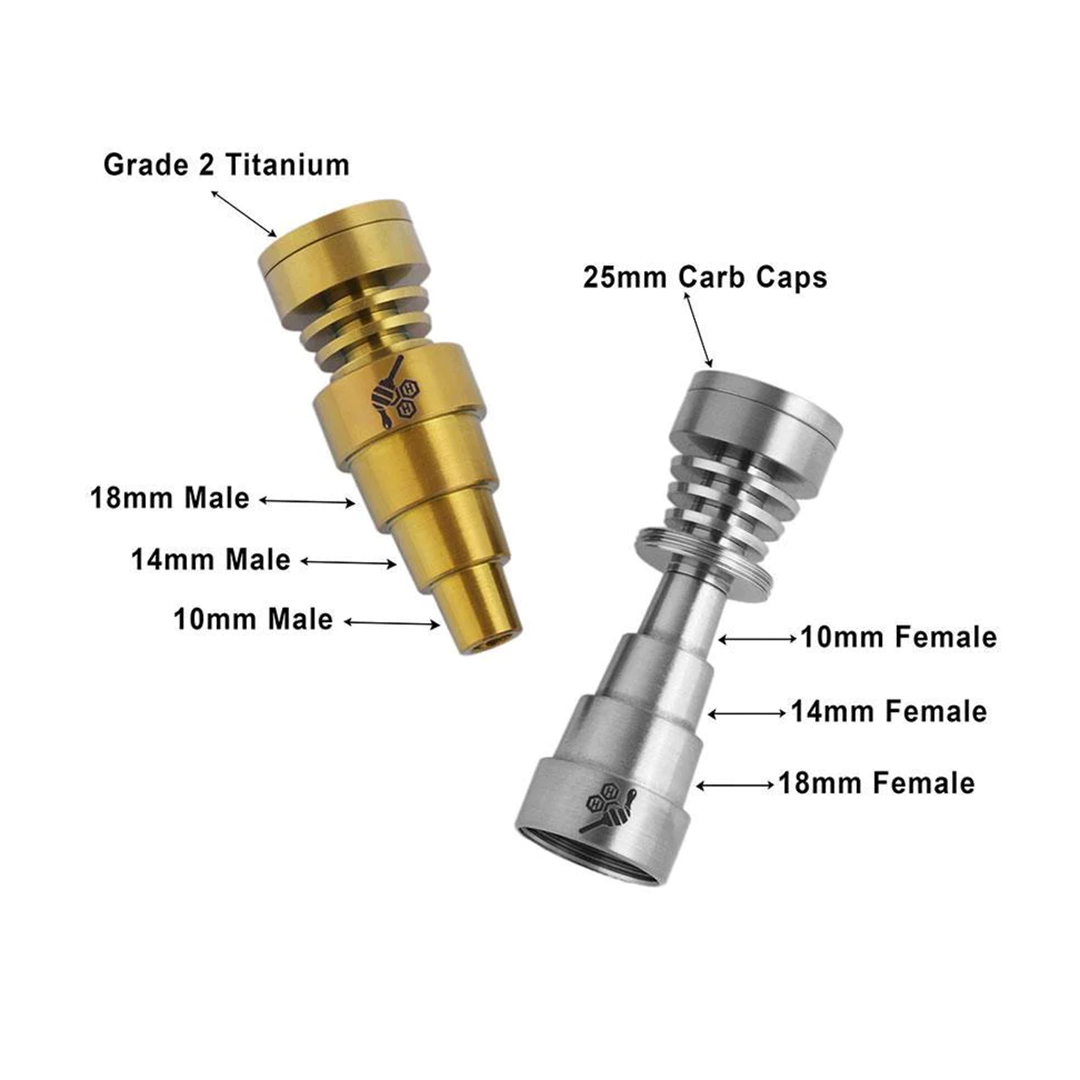 Honeybee Herb Titanium Universal Dab Nail Set for 10-18mm Rigs with Carb Cap Feature