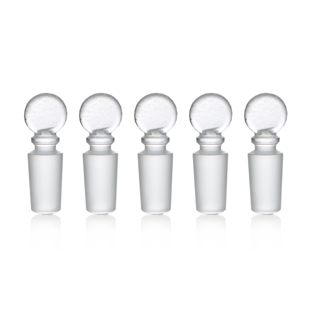 Grav Glass Cleaning Plugs 5 pack, front view on white background, perfect for bong maintenance