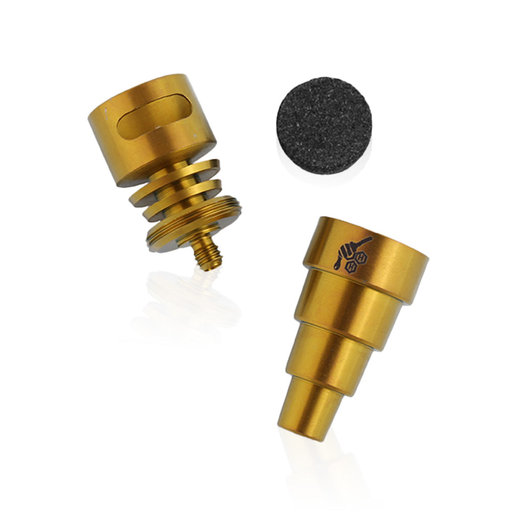 Honeybee Herb Titanium 6 in 1 Moon Rock Dab Nail in Gold, versatile fit for various rigs