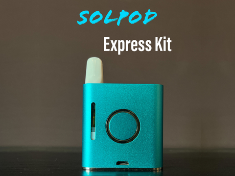 Helio Supply SolPod Express Kit in teal, front view on a dark background, compact vaporizer