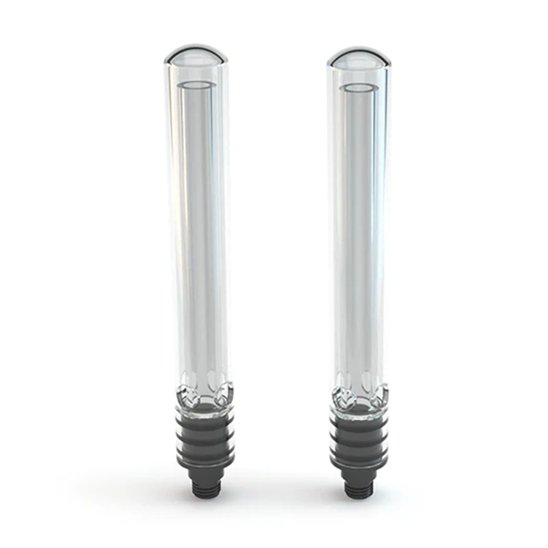 Stündenglass Clear Upstems 2PK Large, front view on white background, essential bong upgrade parts