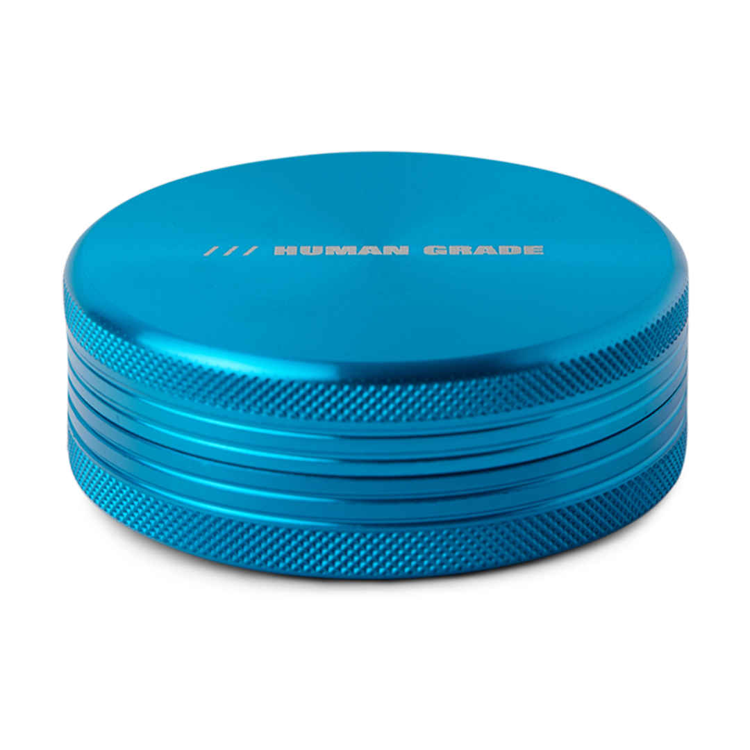 Light Blue Human Grade Grinder 1C, 2.5" 2-Piece, Angled Front View on White Background