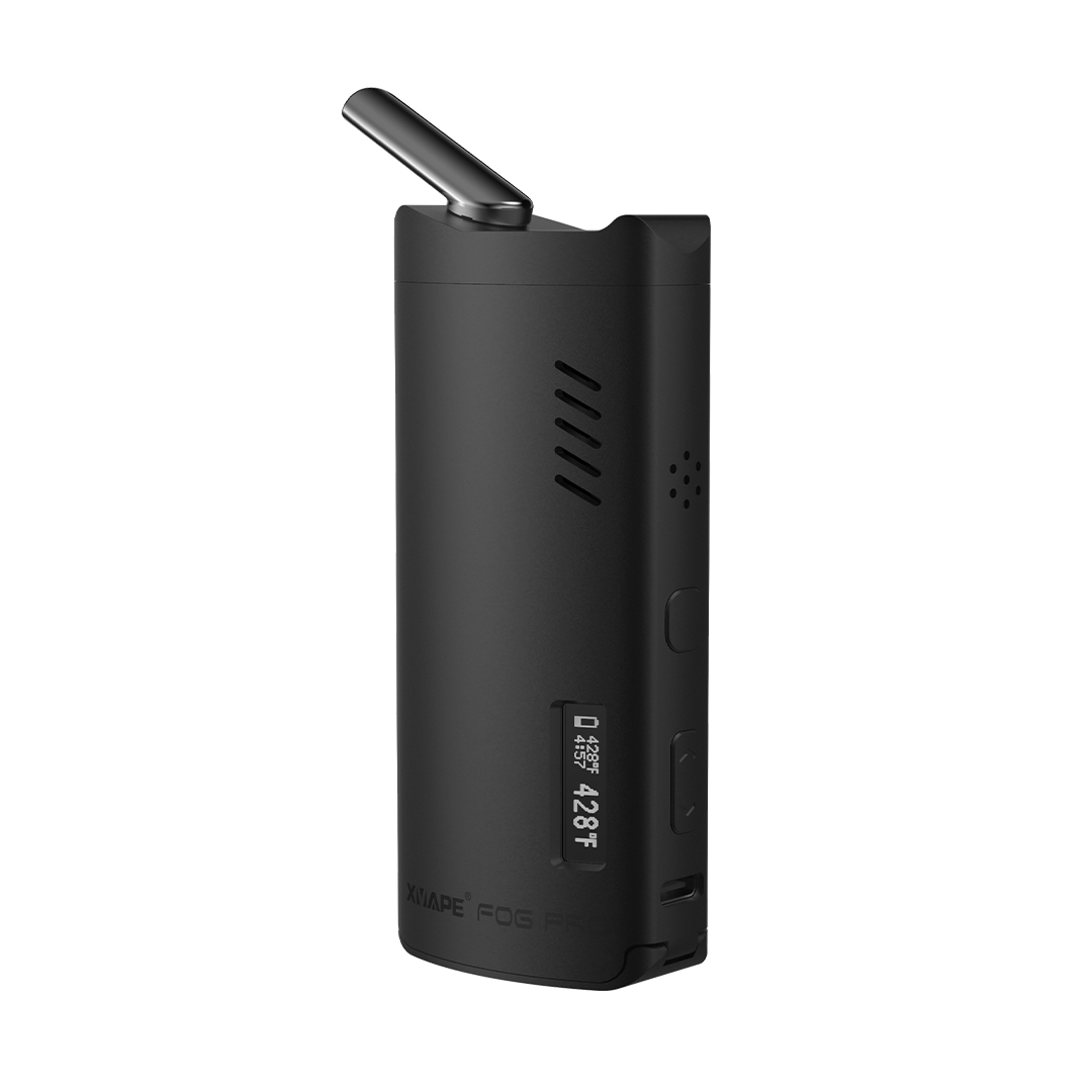 XVape Fog Pro Vaporizer in Black - Side View with Digital Temperature Display