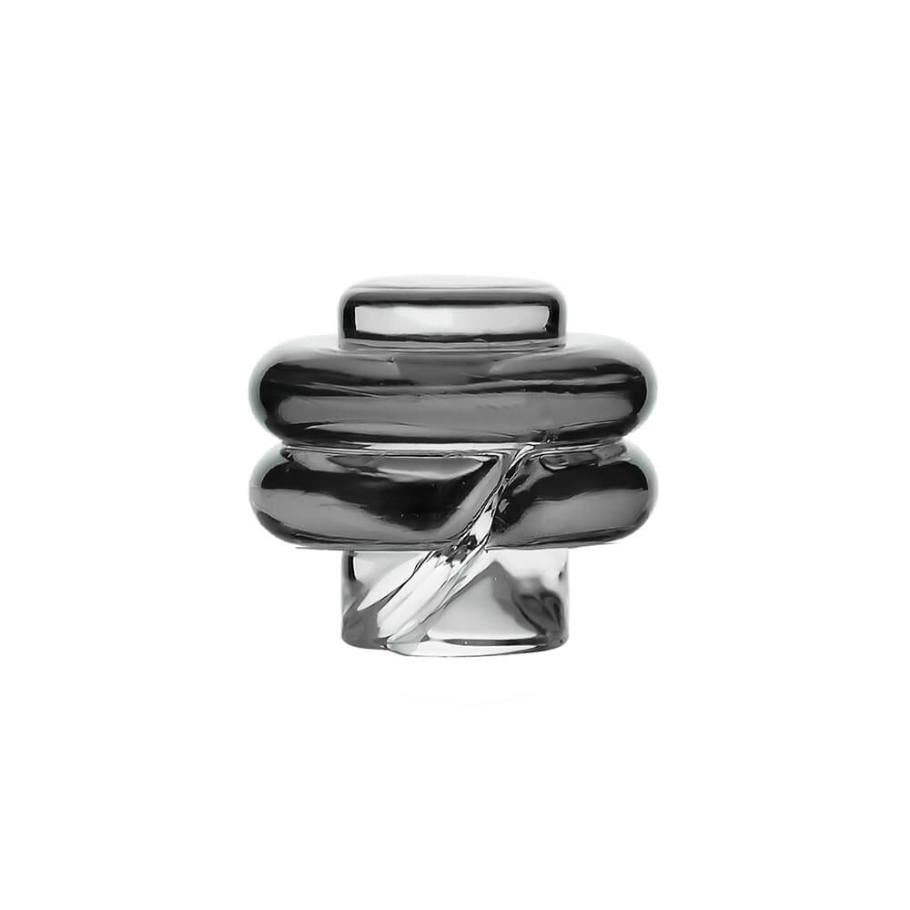 VLAB Black Opal-Embedded Spinning Carb Cap for Dab Rigs, Front View on White Background