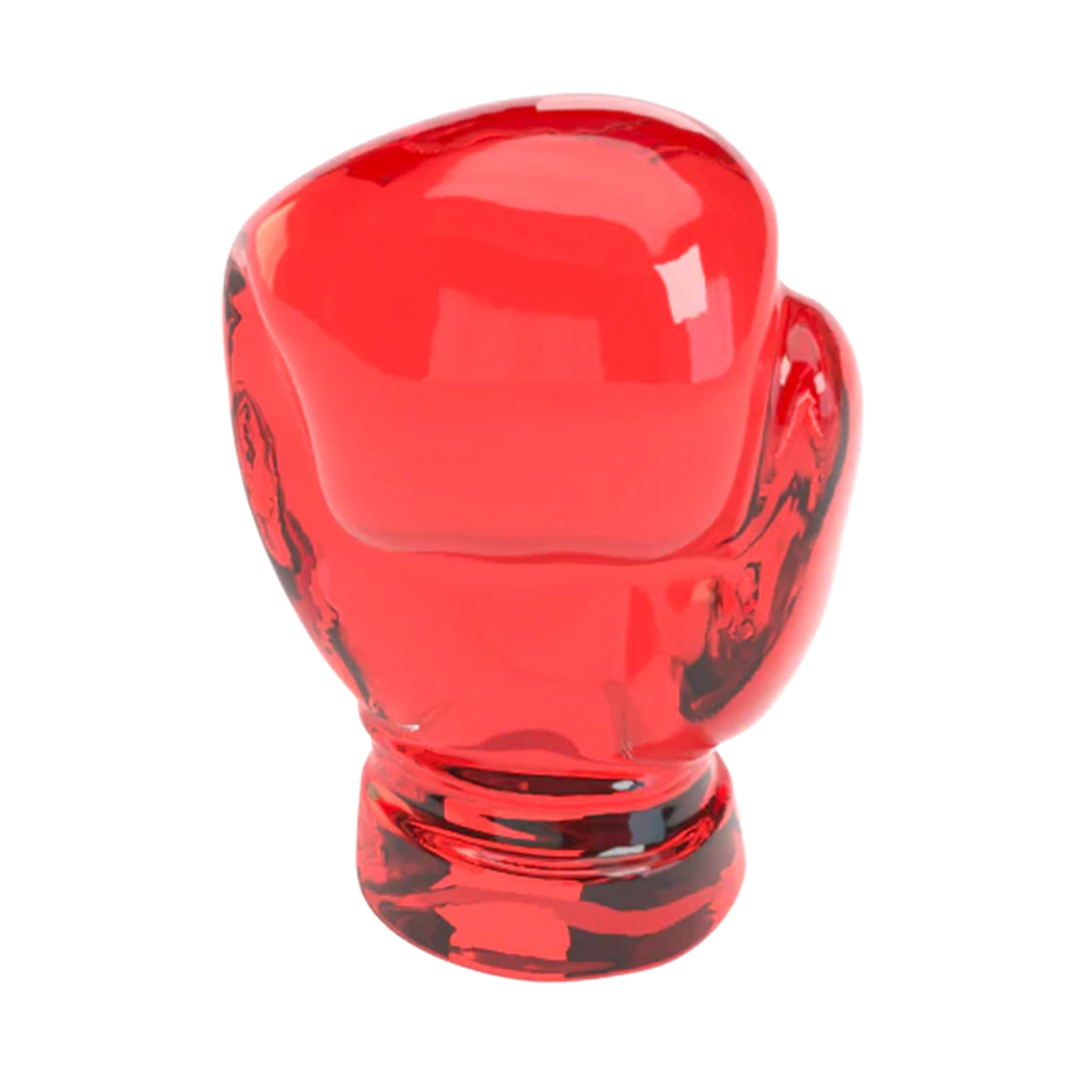 Stündenglass Tyson Glove - Red Glass Bong Bowl, Front View on Seamless White Background