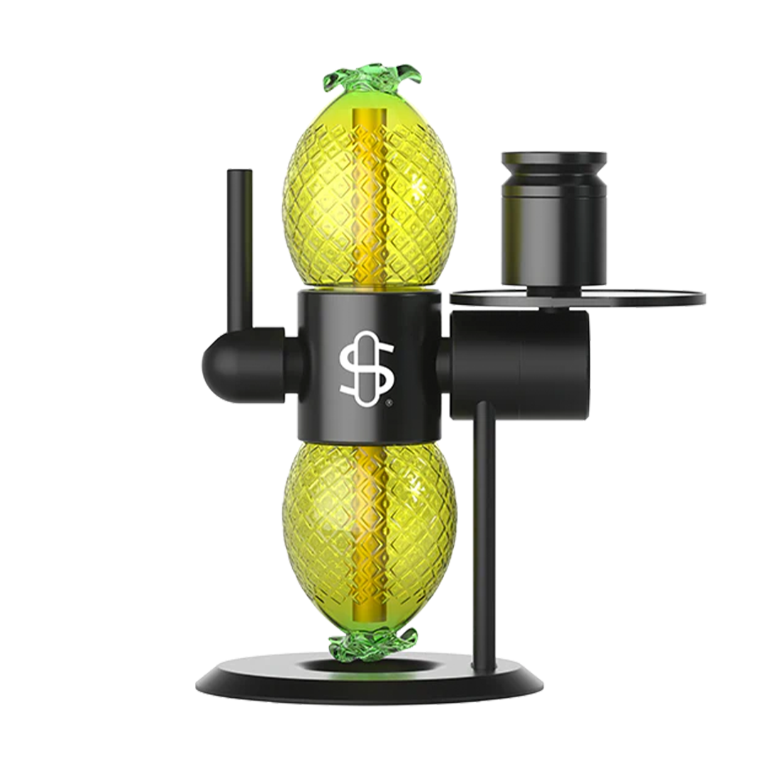 Stündenglass Glass Globes Bong Accessory with Sleek Black Frame - Front View