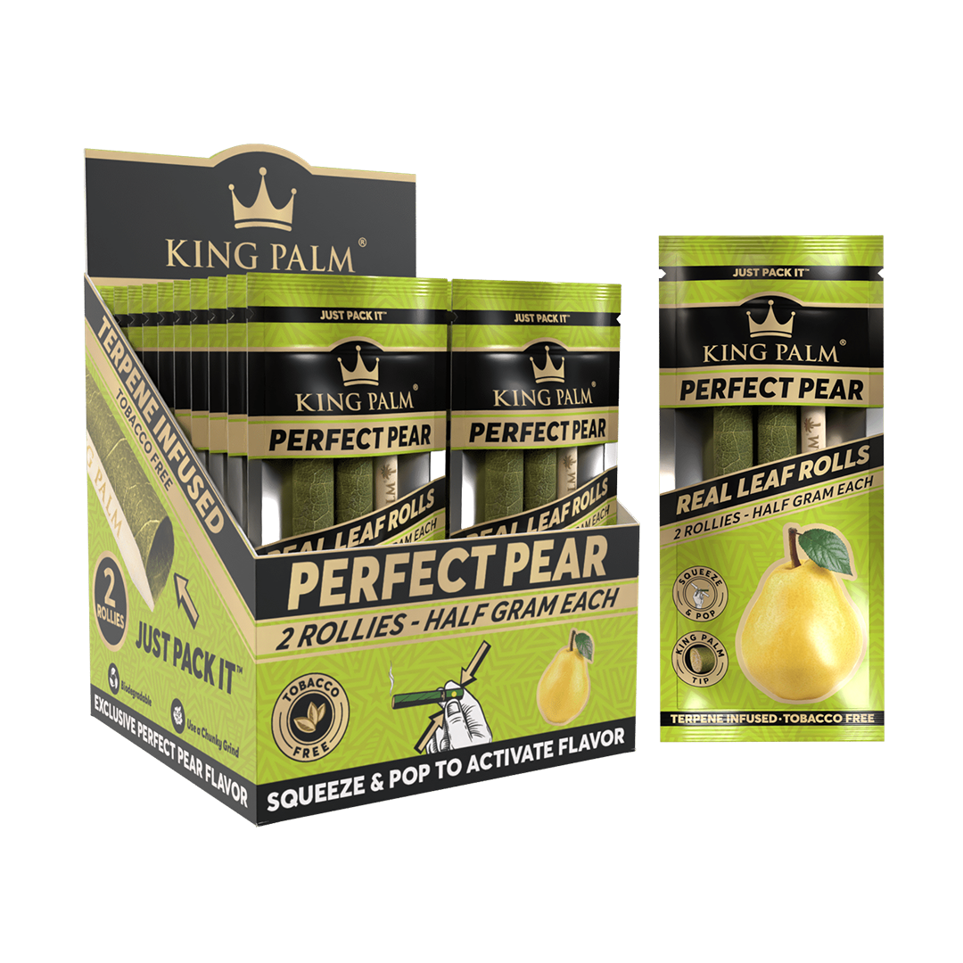 King Palm Flavored Rollie Cones Perfect Pear variant with Pop Pearl Filter Tips, front view