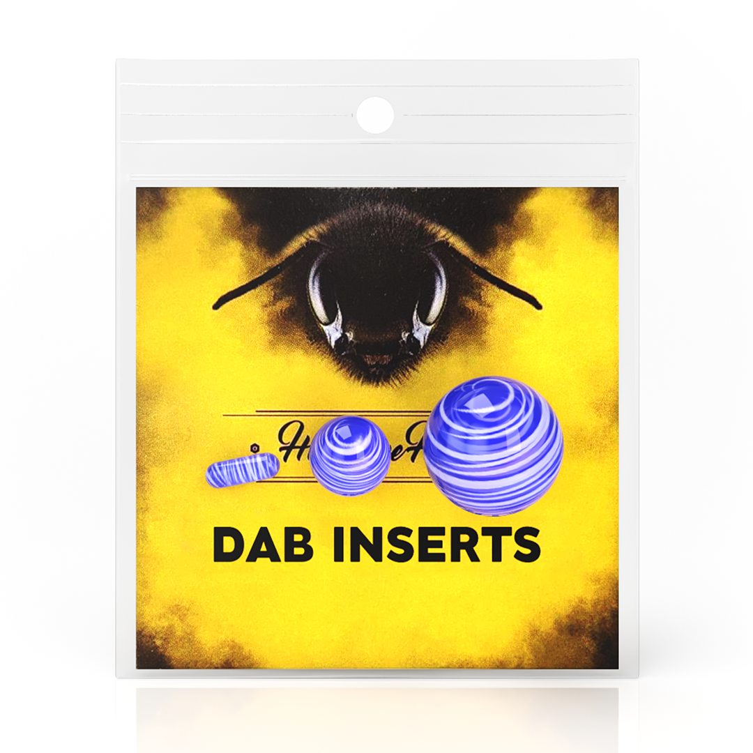 Honeybee Herb Dab Marble Set in blue, front view on branded yellow background