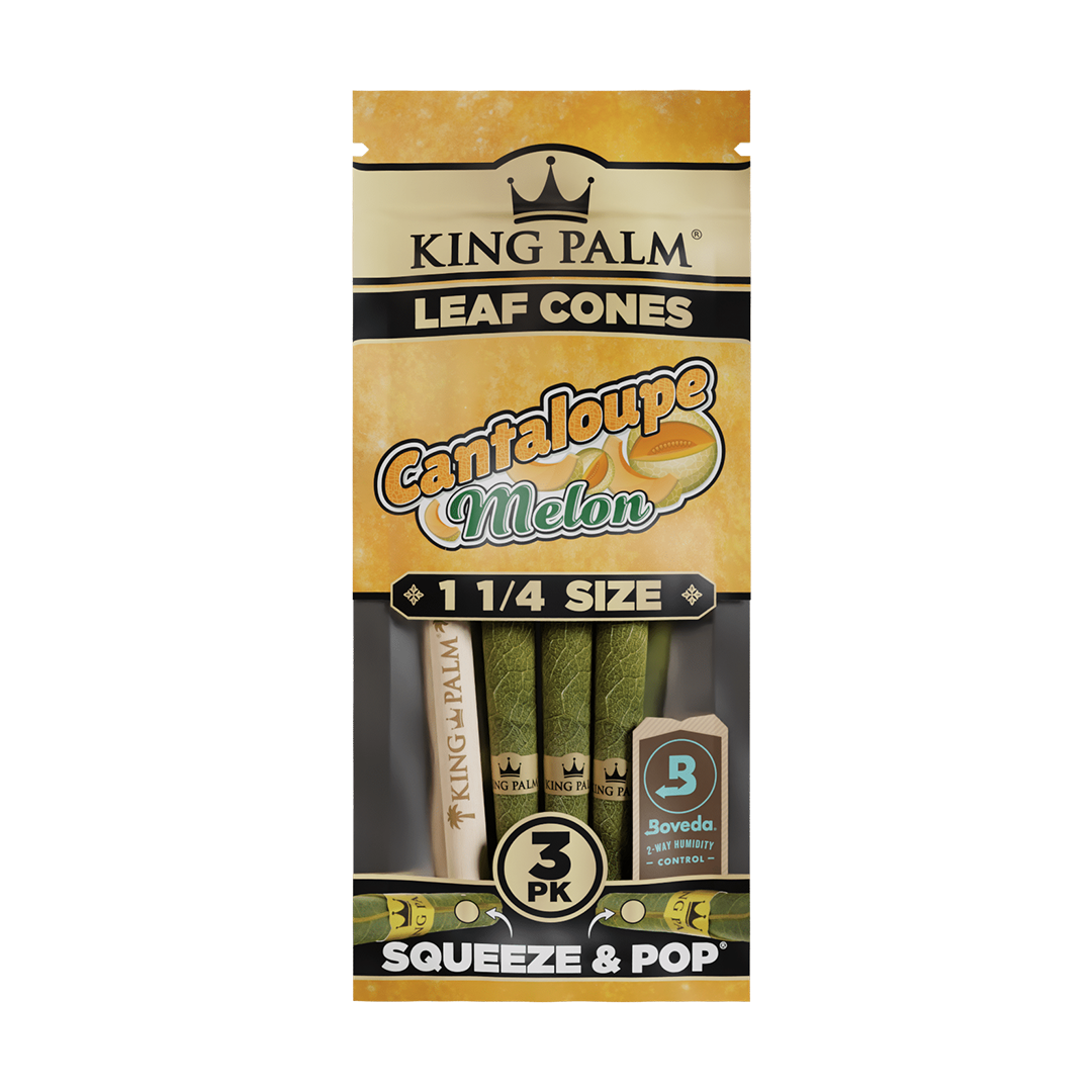 King Palm Tobacco-Free Leaf Cones 3-Pack, Dragon Fruit & Cantaloupe, with Squeeze & Pop Filter