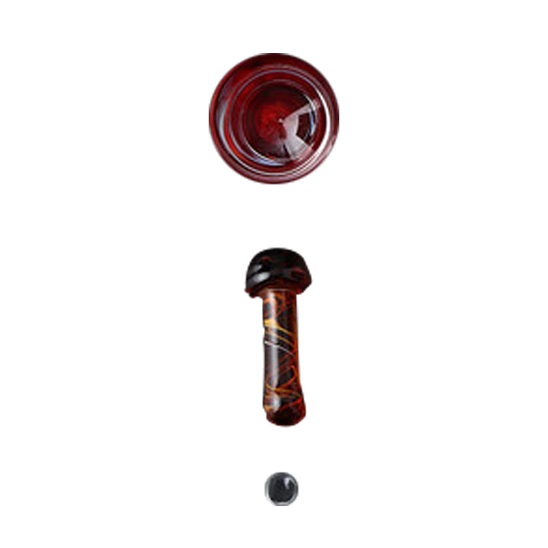 Honeybee Herb Mushroom Pillar Terp Set in Red, Borosilicate Glass, Top View