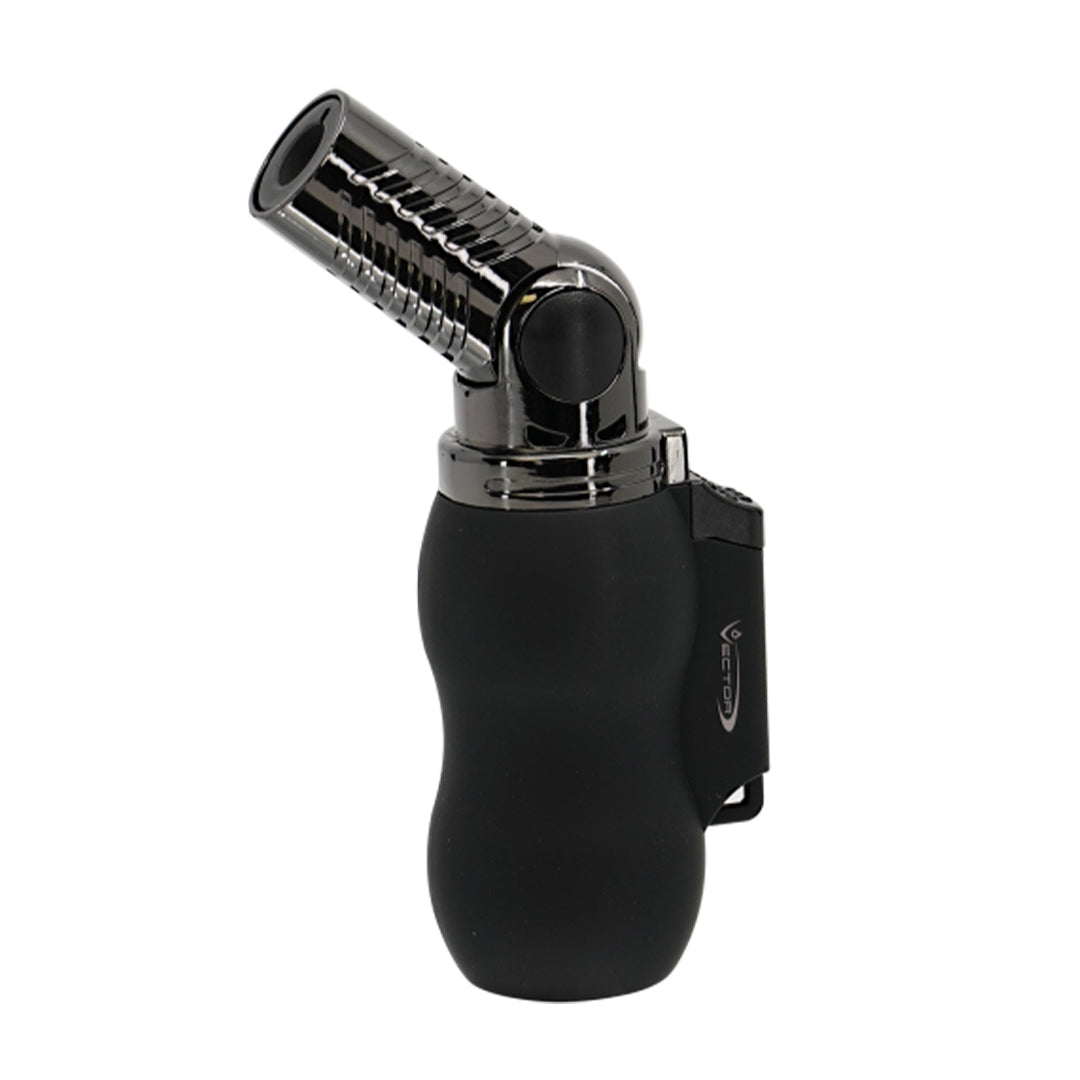 Vector Vantage Mini Torch in Black Rubber Matte finish, angled view, ideal for dab rigs
