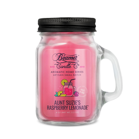 Beamer Candle Co. Mini 4oz Candle - Aunt Suzie's Raspberry Lemonade, Mason Jar Design