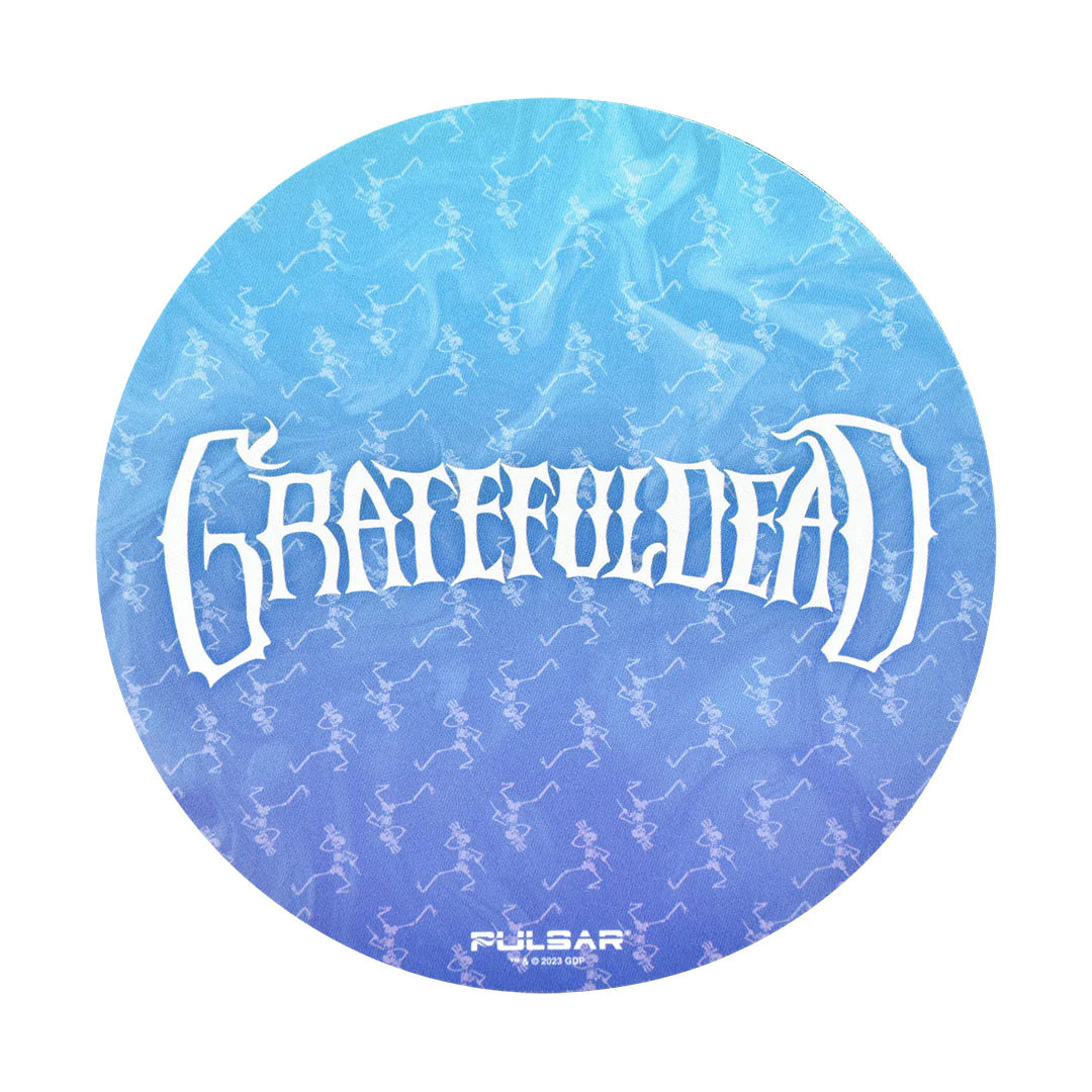 Grateful Dead Round Dab Mat with Dancing Skellies Design, Vinyl Material, Top View