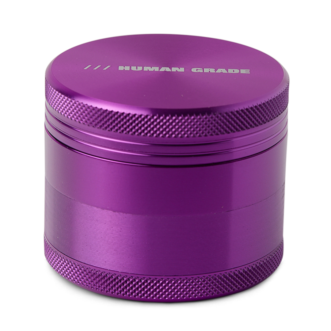 Human Grade Grinder 1A in Purple - 2" 4-Piece High-Quality Aluminum, Front View