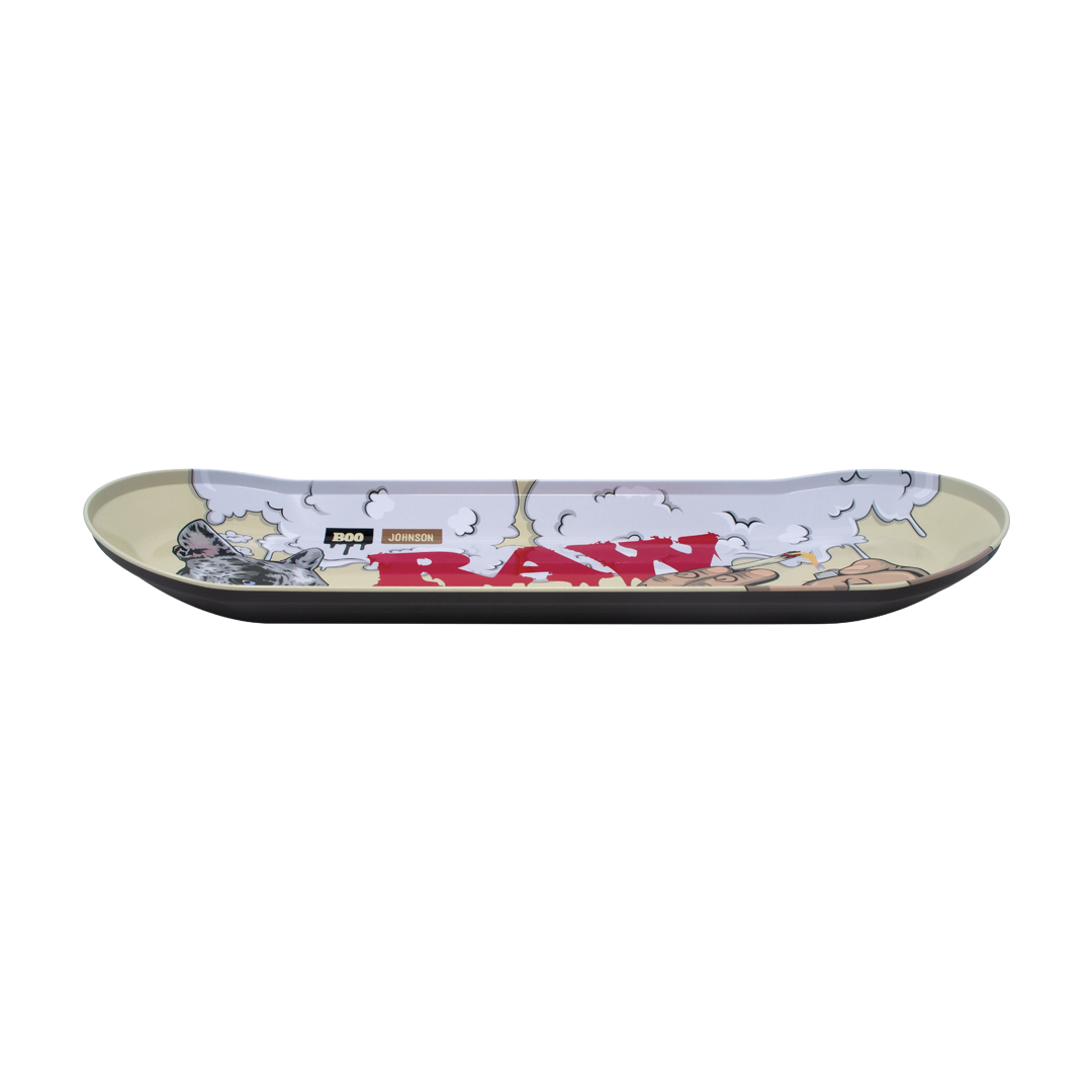 RAW Essential Rolling Tray with Comic Design - Front View for Easy Rolling