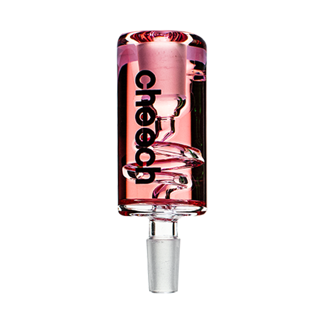 Cheech Glass 14mm Pink Glycerin Bong Adapter, Front View on Seamless White Background
