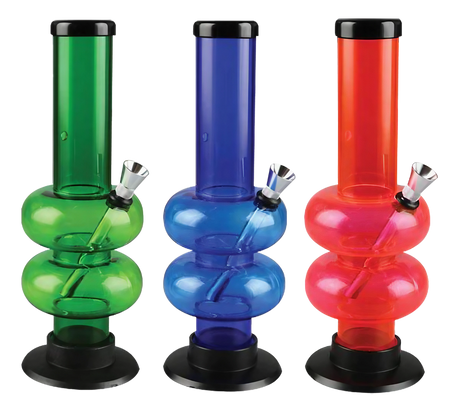 Colorful Acrylic Double Bubble Water Pipes with Aluminum Bowl, Front View