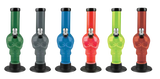 Colorful Acrylic Skull Water Pipes in a row, 6" tall, 2" diameter, for dry herbs, front view