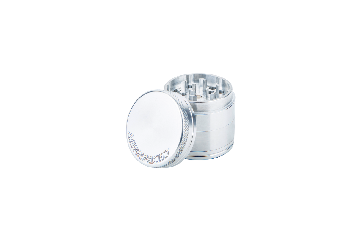 Aerospaced by Higher Standards 4-Piece Grinder in Silver, 1.6" Compact Size, for Dry Herbs, Side View