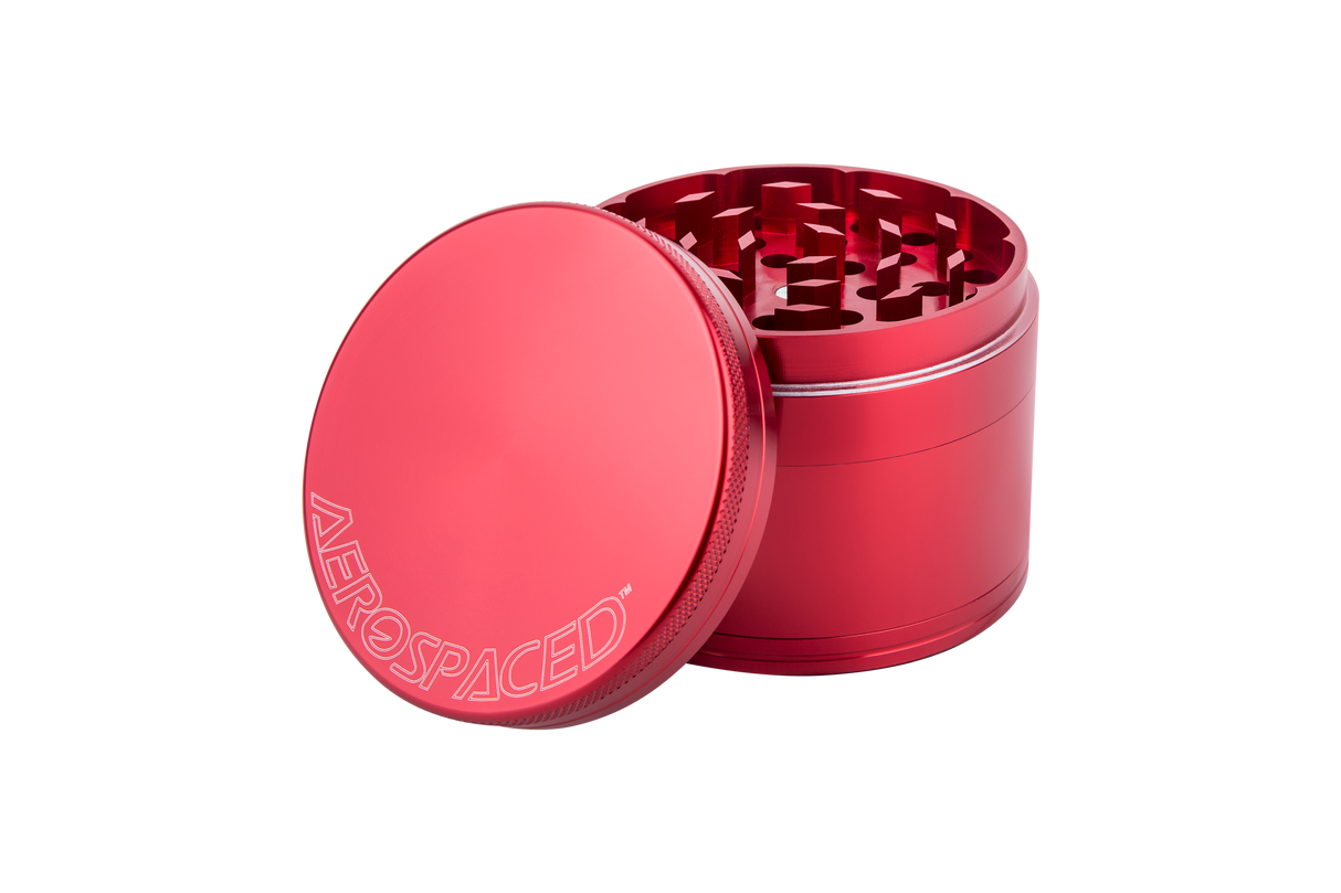 Aerospaced by Higher Standards red 4-piece aluminum grinder, 2.0" size, compact and portable design