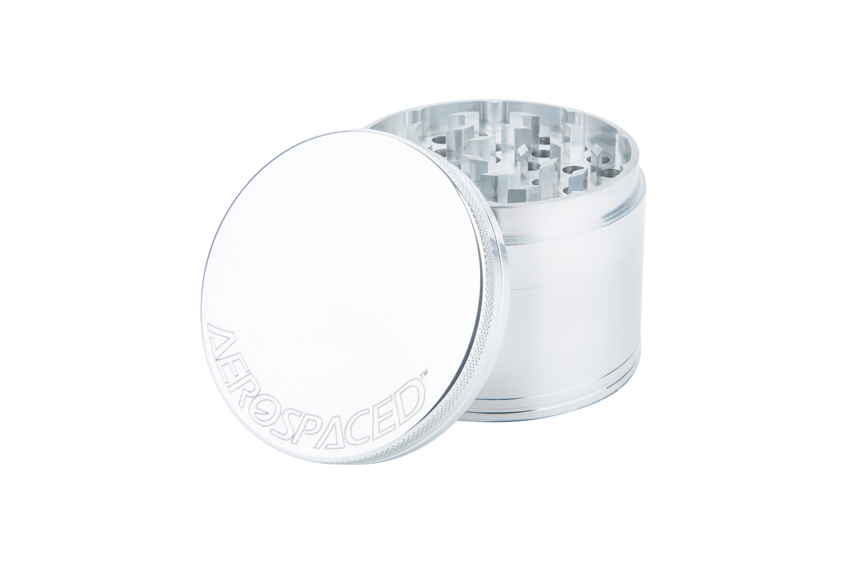 Aerospaced by Higher Standards 4-Piece Grinder in Silver, 2.0" size, compact and portable design