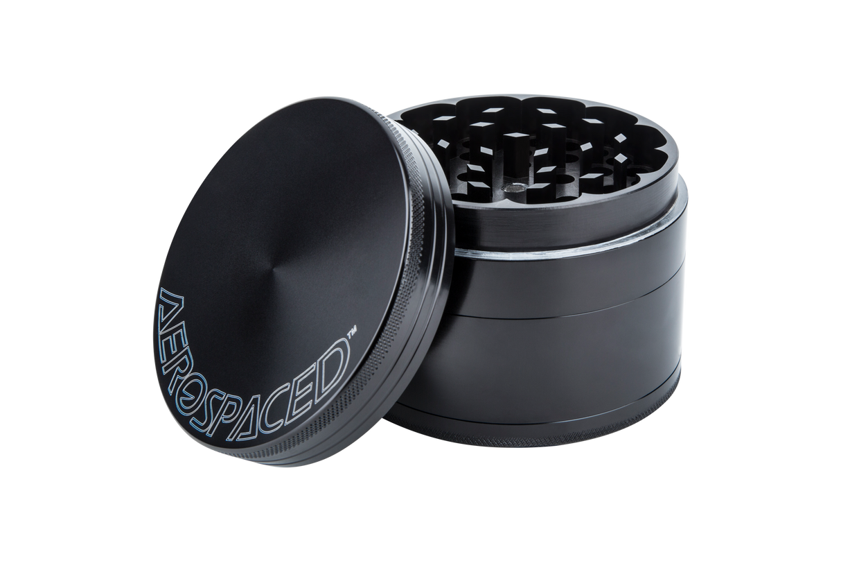 Aerospaced by Higher Standards 4-Piece Aluminum Grinder, 2.5", Compact Design, in Black