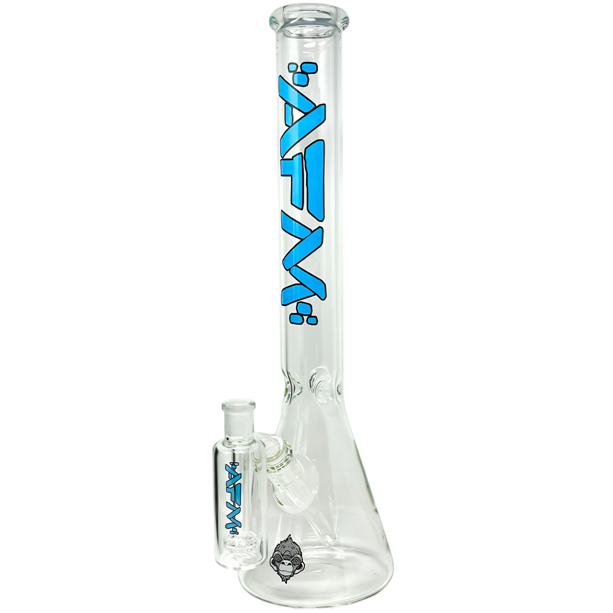 AFM Beaker Set 18" with 45 Degree Joint and 5mm Borosilicate Glass, Front View on White Background