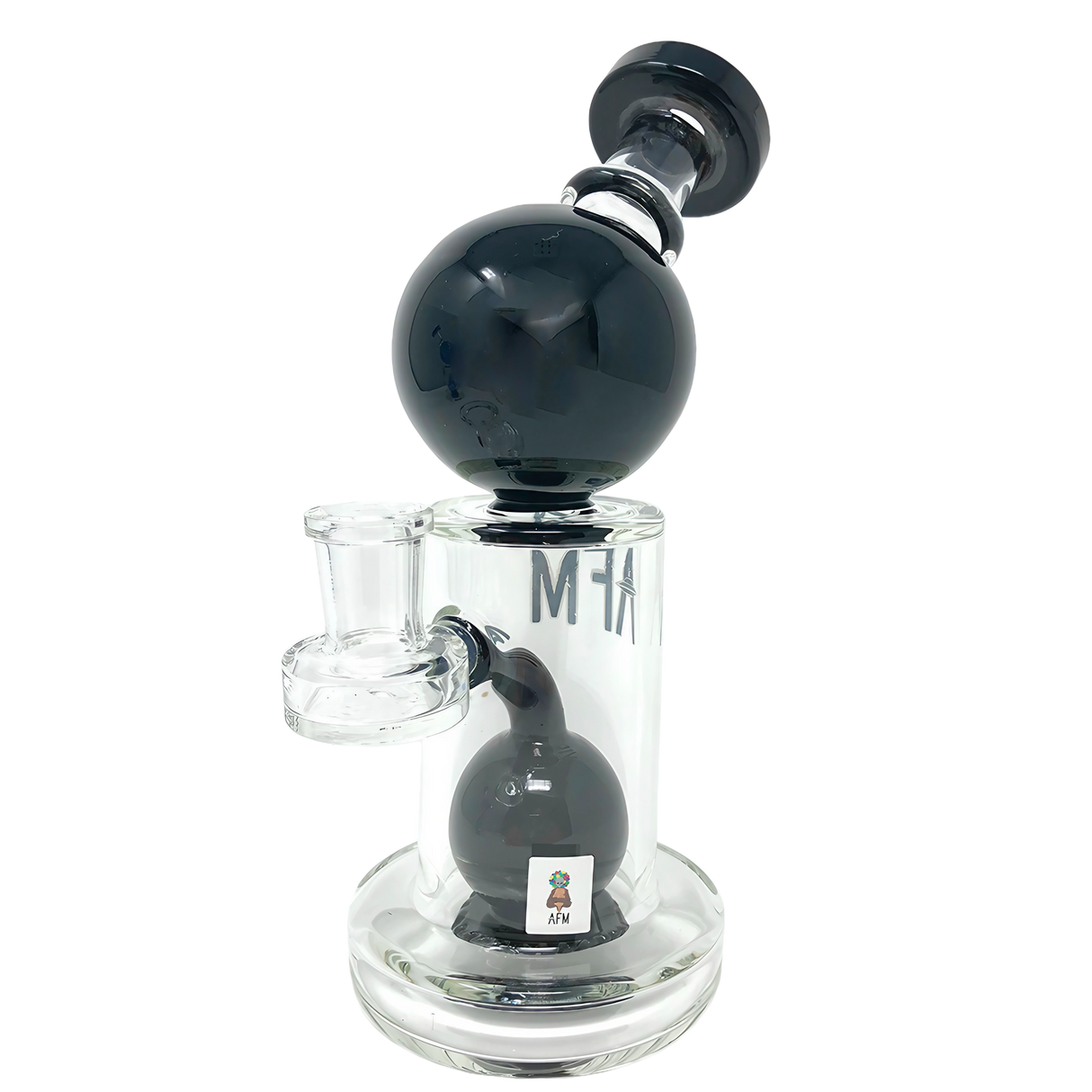 AFM Bubble Head Banger Hanger Dab Rig, 8" with Showerhead Percolator, Black Variant