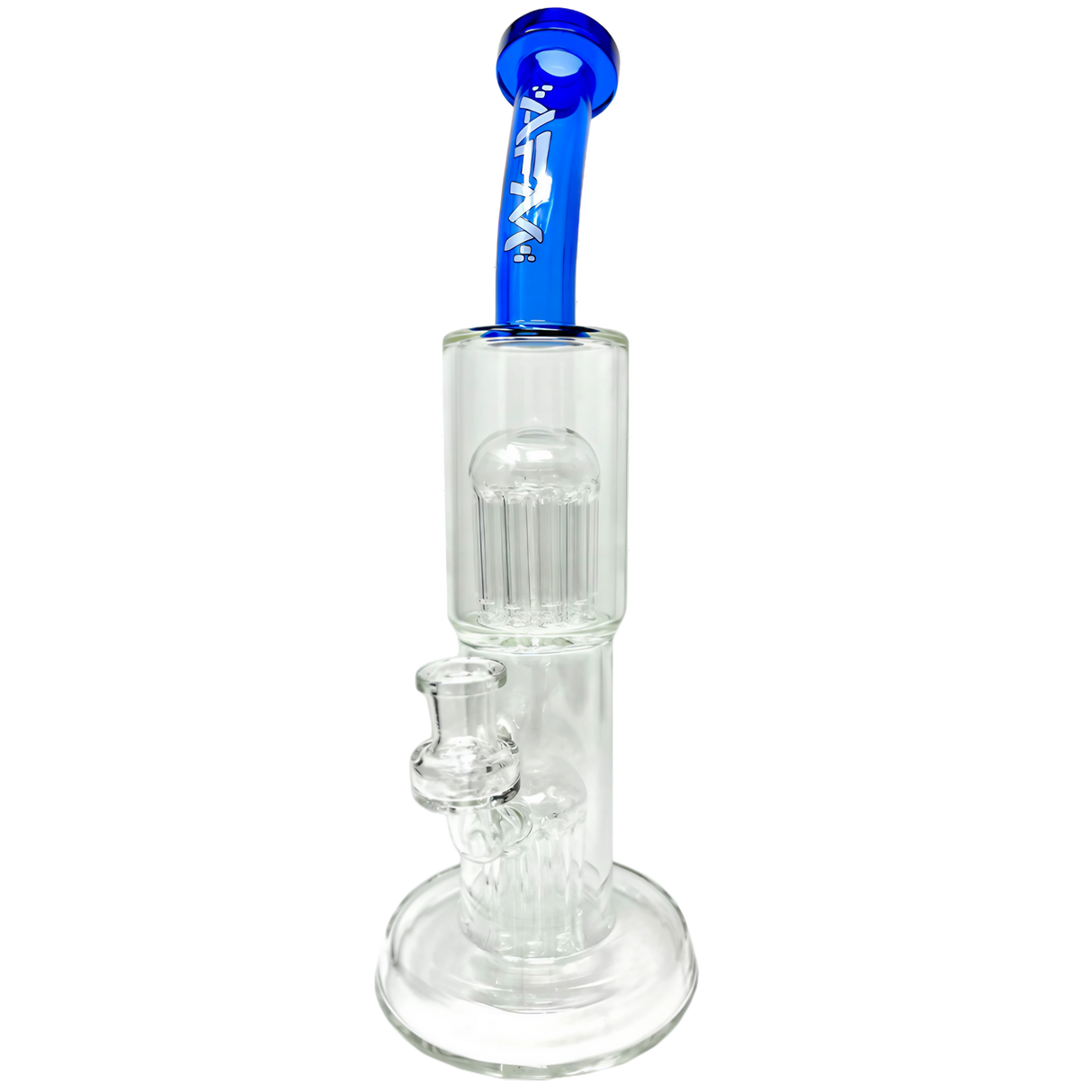 AFM Double Cosmos Rig 12" with Percolator, Clear Borosilicate Glass, Side View