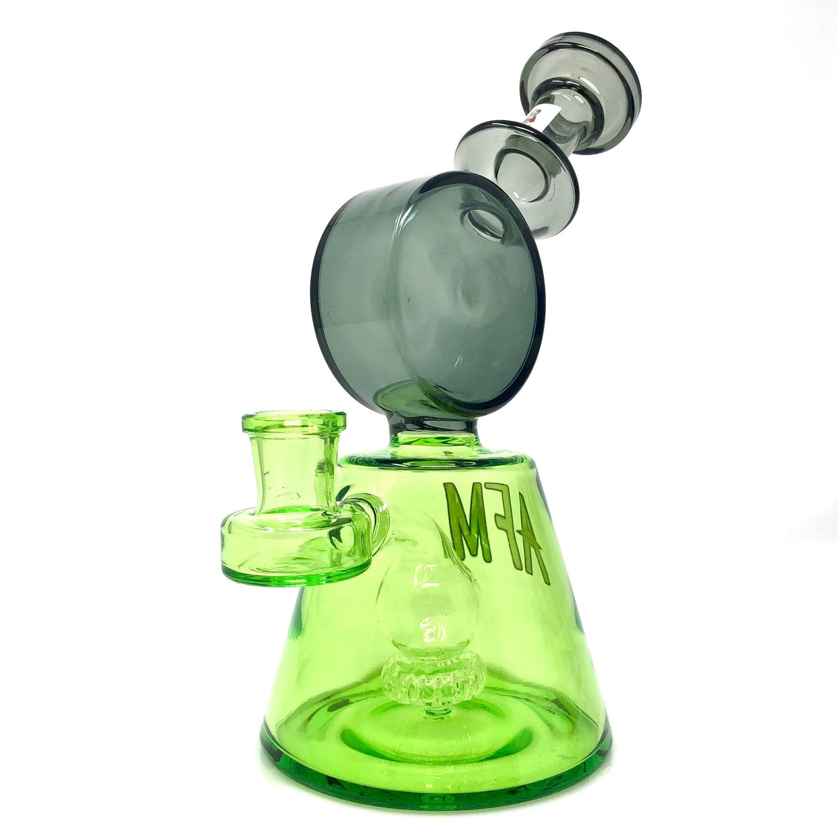 AFM - Falcon Rig in green with Showerhead/UFO percolator, 7.5" height, 14mm joint - Front View