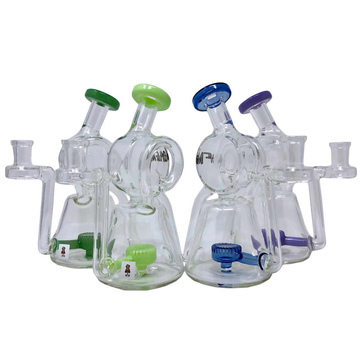 AFM Glass Barrel Recyclers with Slit-Diffuser Percolator, 7.5" tall, front view on white background