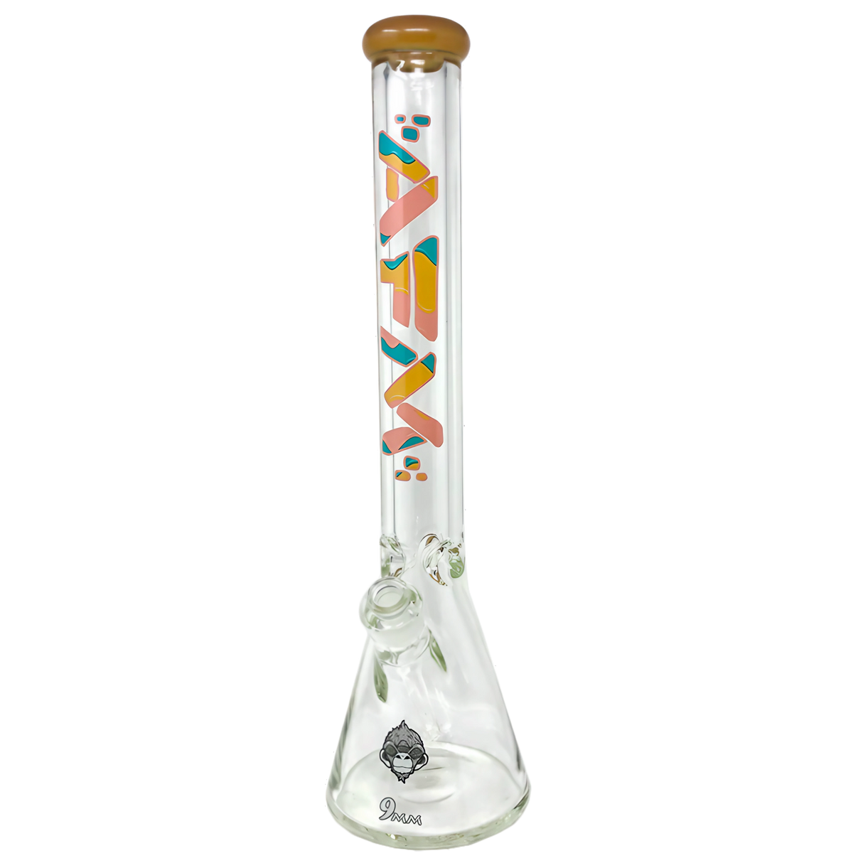 AFM Glass Beaker Bong 18" 9mm Thick Borosilicate, Front View on Seamless White Background