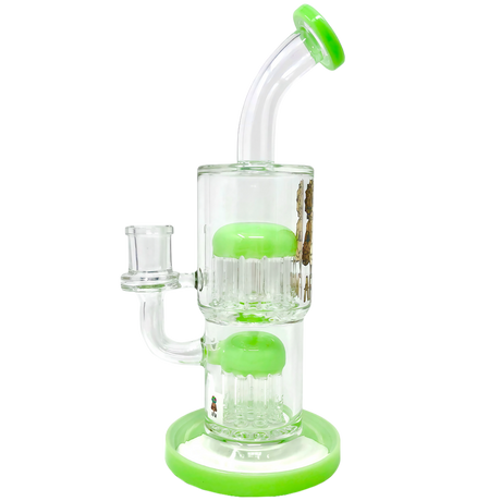 AFM Glass Slime Double Tree Perc Dab Rig, 9.5" Height, 90 Degree 14mm Joint, Front View