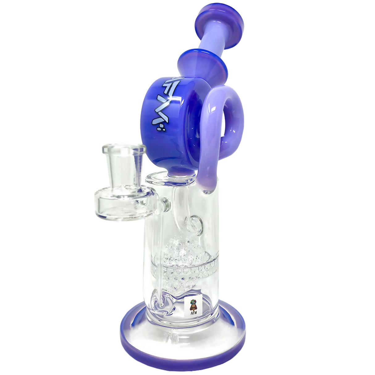 AFM Glass 9.5" Honey Bowl Recycler Dab Rig with Honeycomb Percolator and Blue Accents