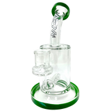 AFM Glass Inline Matrix Rig 7.5" with clear borosilicate glass and green accents, front view on white background