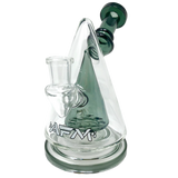 AFM Glass - The Cone Head Rig in Green - 7" Banger Hanger Design with Percolator - Front View