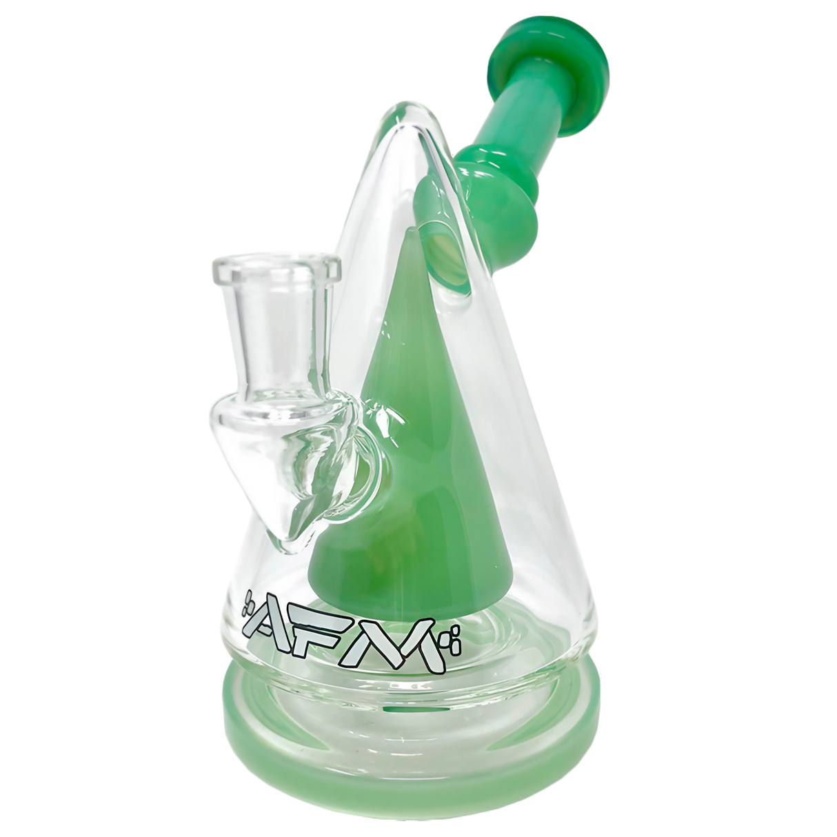AFM Glass - The Cone Head Rig in Green - 7" with Banger Hanger Design - Front View