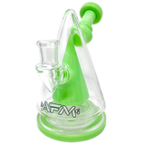 AFM Glass - The Cone Head Rig in Green - 7" with Banger Hanger Design and Percolator, Side View