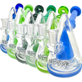 AFM Glass - The Cone Head Rig lineup in green and blue variants with banger hanger design