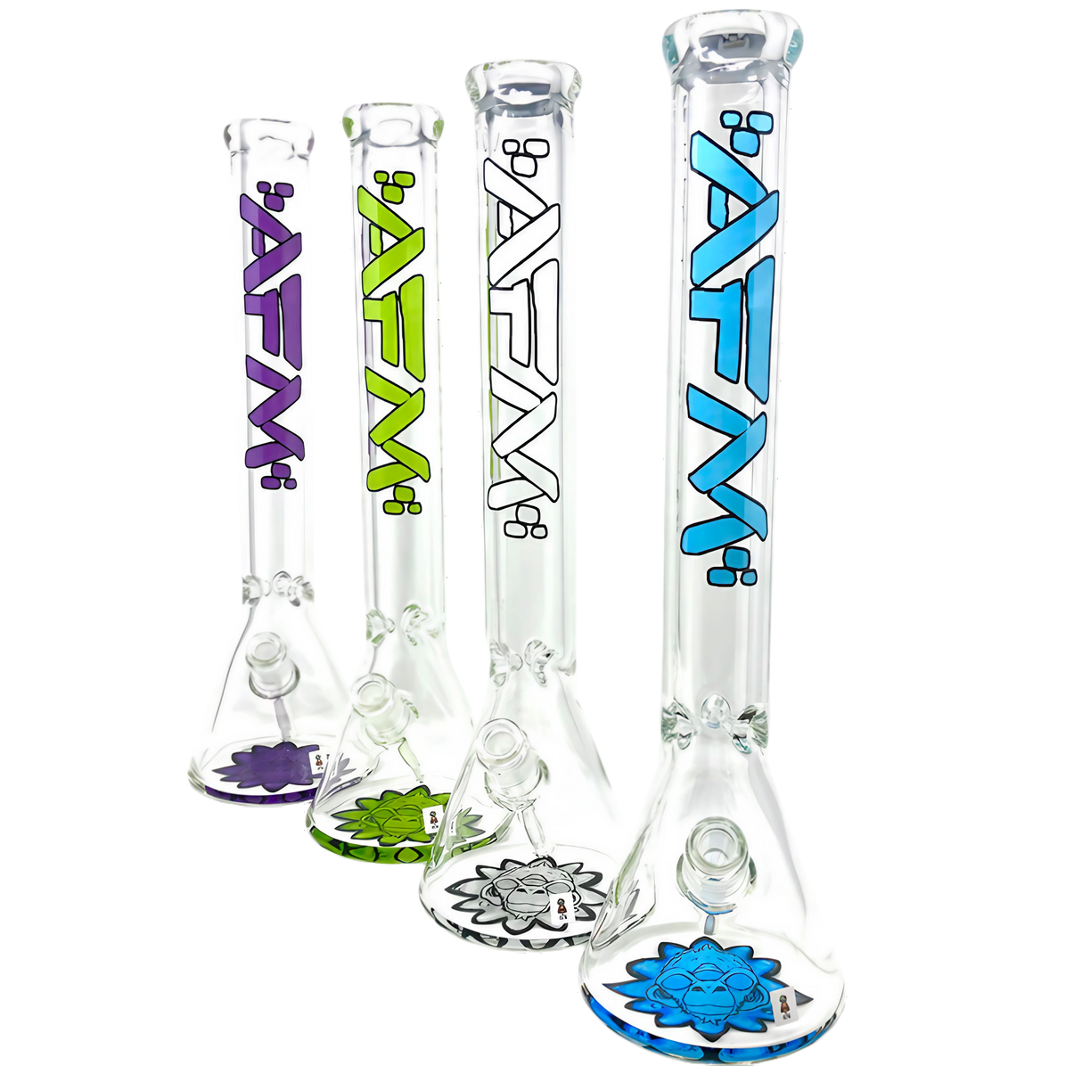 AFM Glass - The Flower Monkey 9mm Thick Beaker Bongs in Various Colors - 18" Height