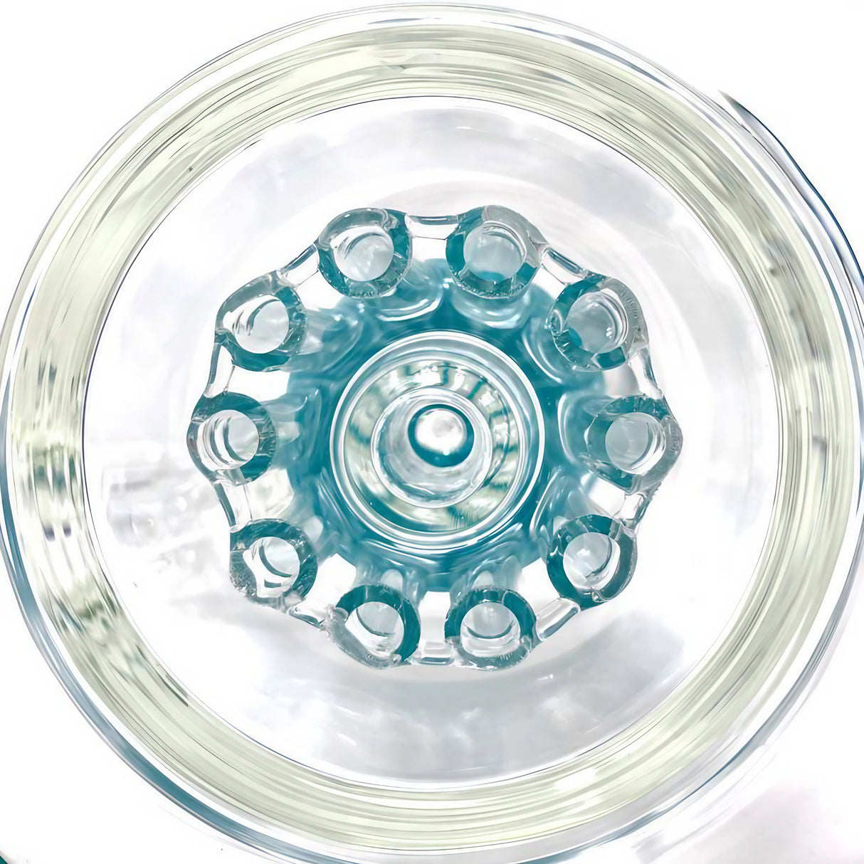 AFM Glass - The Groovy 10 Arm Percolator - Top View on White Background