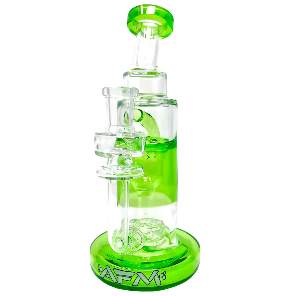AFM Glass Power Incycler Dab Rig, 8.5" with Slit-Diffuser Percolator, Green Accents