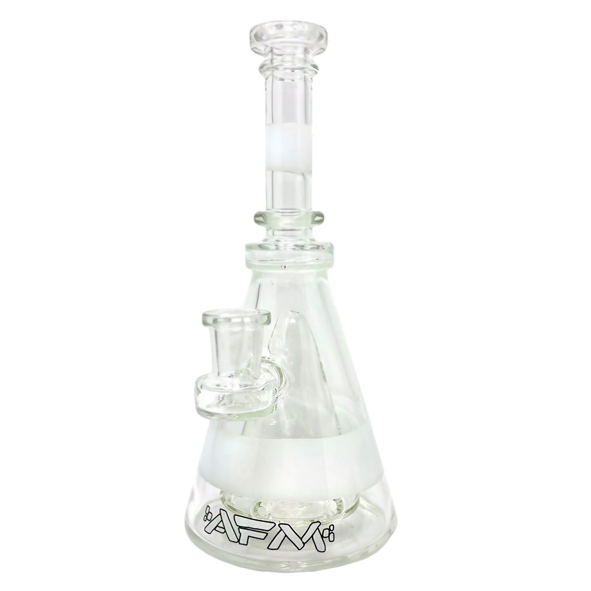 AFM Glass - The Pyramid Rig - 8" Clear Borosilicate Glass Dab Rig with Percolator, Front View