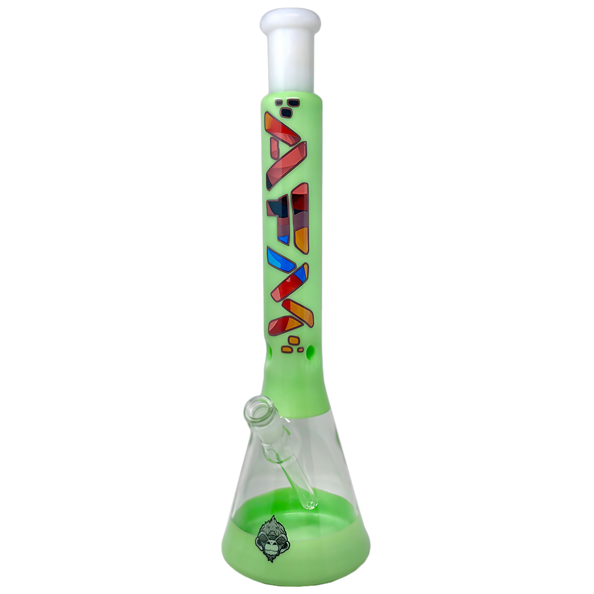 AFM Glass Quasar Beaker 18" with Colorful Art Design, Borosilicate Glass, Front View
