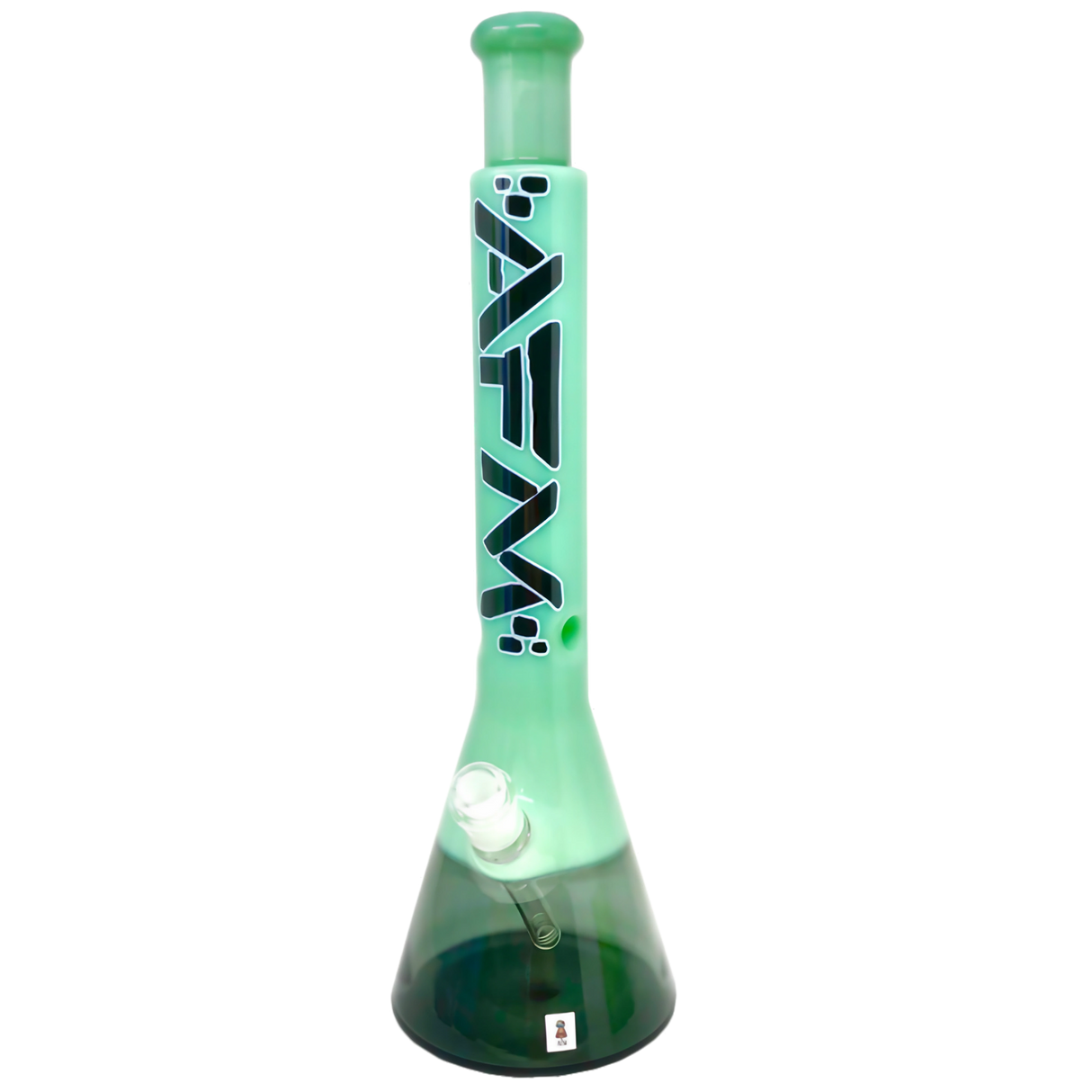 AFM Glass Quasar Beaker 18" in Black and Mint Green, Borosilicate Glass, Front View