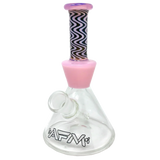 AFM Glass Trippy Mini Rig 6" with pink accents and wavy design, front view on white background