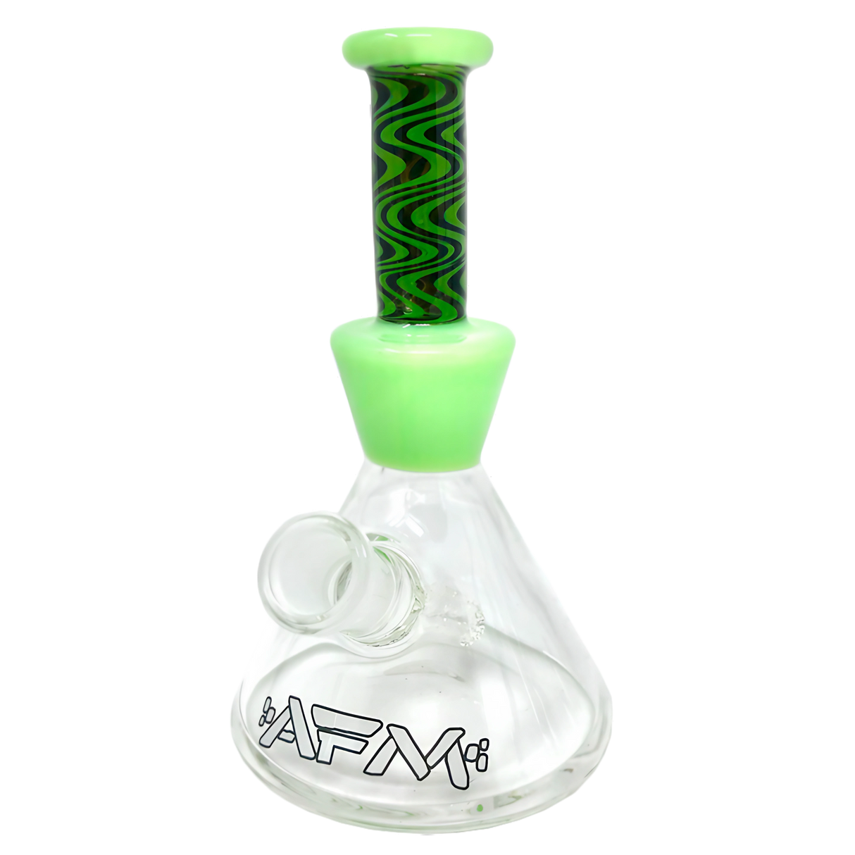 AFM Glass Trippy Mini Rig 6" Beaker Bong with 45 Degree Joint on Seamless White Background
