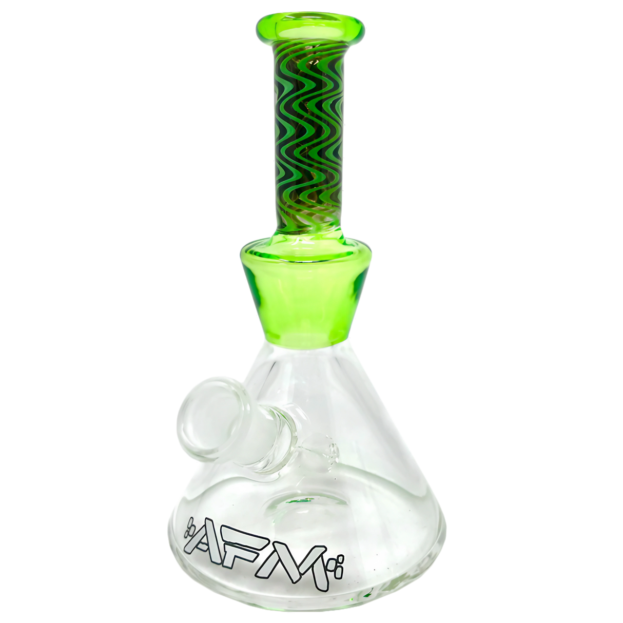 AFM Glass Trippy Mini Beaker Rig, 6" with 45 Degree Joint, Borosilicate - Front View