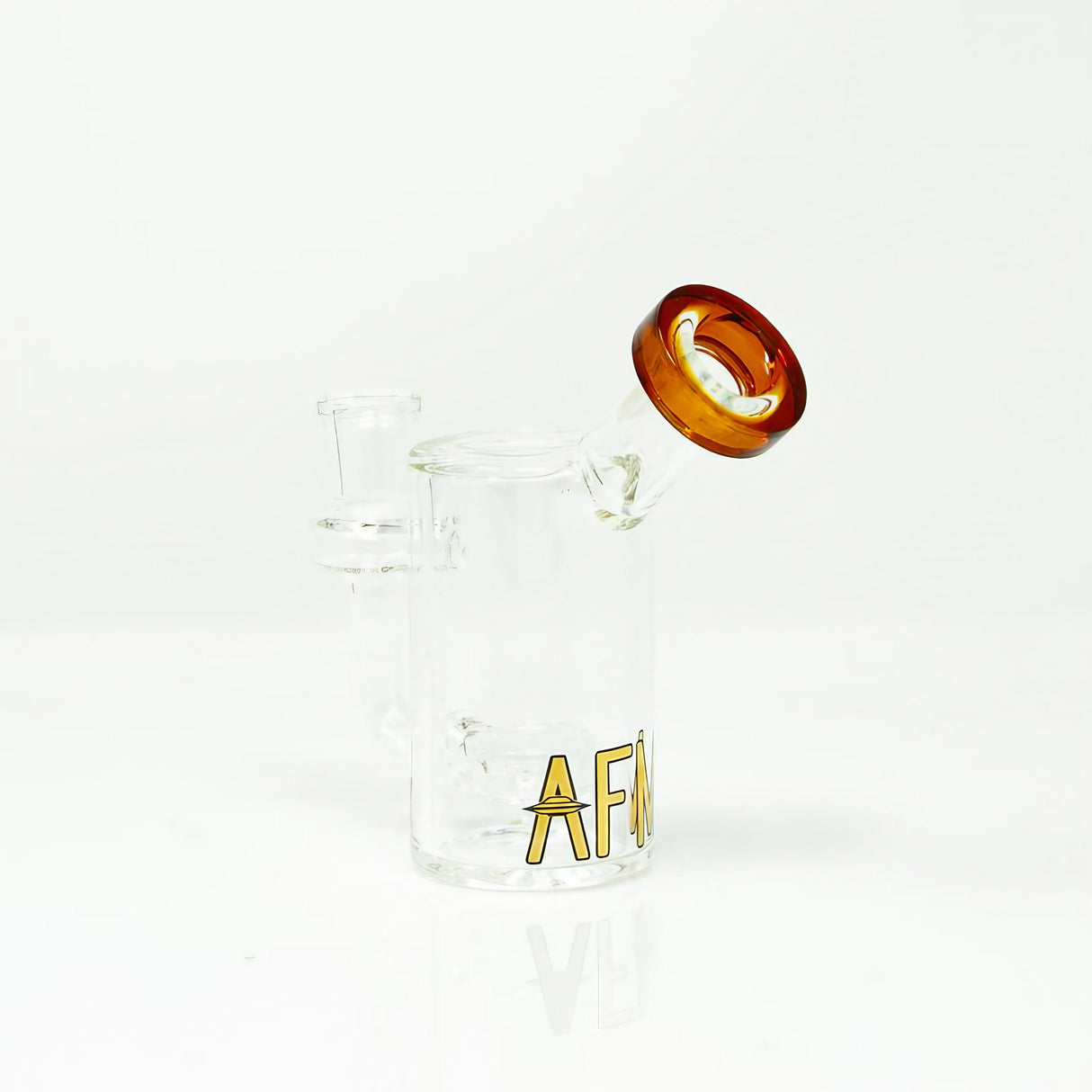 AFM Mini Can Rig in Gold with Slit-Diffuser Percolator, 5.5" Compact Dab Rig, 14mm Joint - Side View