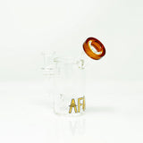 AFM Mini Can Rig in Gold with Slit-Diffuser Percolator, 5.5" Compact Dab Rig, 14mm Joint - Side View